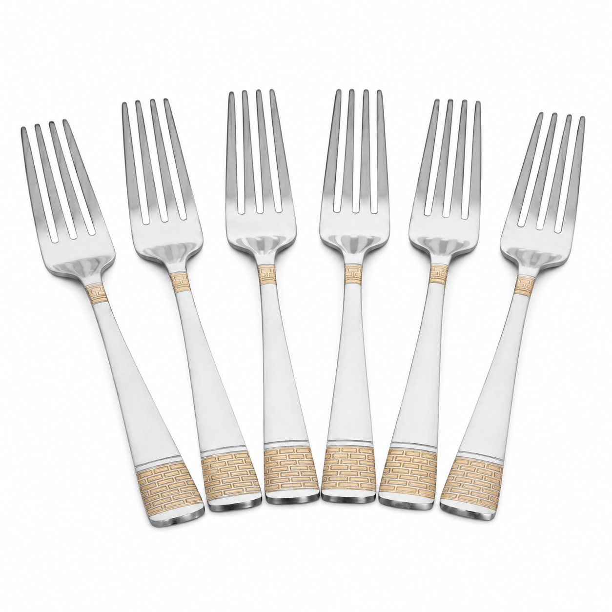 Stainless Steel Appetizer Forks with Subtle Gold Finish - Set of 6