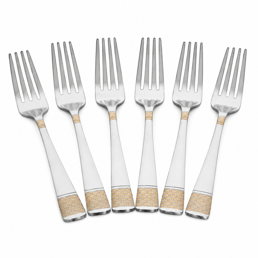 Stainless Steel Appetizer Forks with Subtle Gold Finish - Set of 6