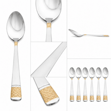 Elegant Stainless Steel Teaspoons with Gold Detail - Set of 6