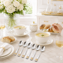 Elegant Stainless Steel Teaspoons with Gold Detail - Set of 6