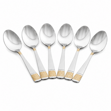 Elegant Stainless Steel Teaspoons with Gold Detail - Set of 6