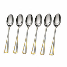 Stainless Steel Everyday Spoon Set with Gold Trim Edge - Set of 6