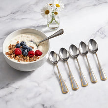 Stainless Steel Everyday Spoon Set with Gold Trim Edge - Set of 6