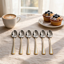 Stainless Steel Everyday Spoon Set with Gold Trim Edge - Set of 6