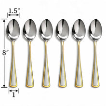 Stainless Steel Everyday Spoon Set with Gold Trim Edge - Set of 6
