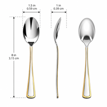 Stainless Steel Everyday Spoon Set with Gold Trim Edge - Set of 6