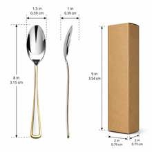 Stainless Steel Everyday Spoon Set with Gold Trim Edge - Set of 6