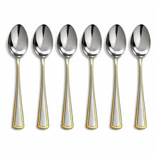 Stainless Steel Everyday Spoon Set with Gold Trim Edge - Set of 6