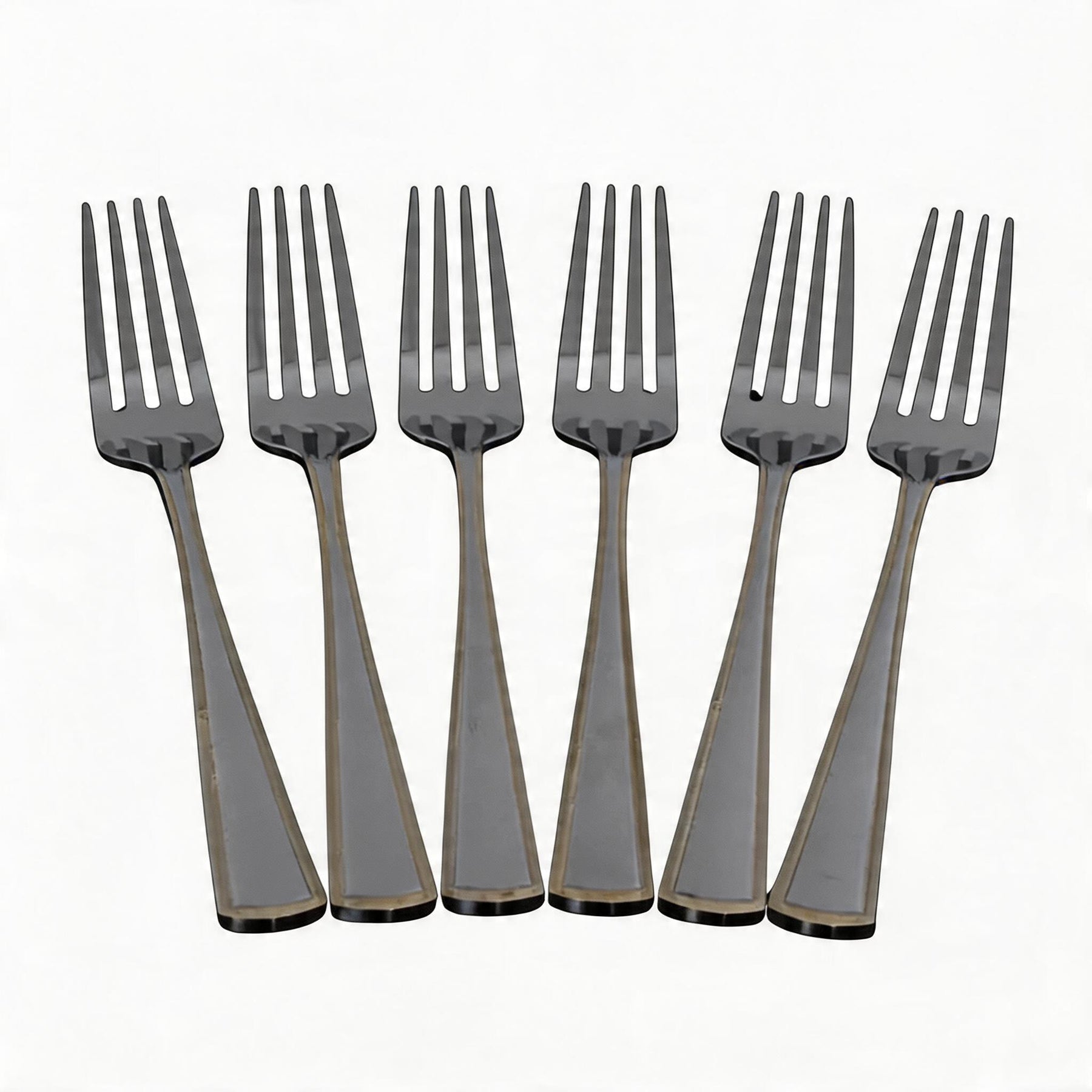 Modern Fork Set with Gold-Edged Handle - Set of 6