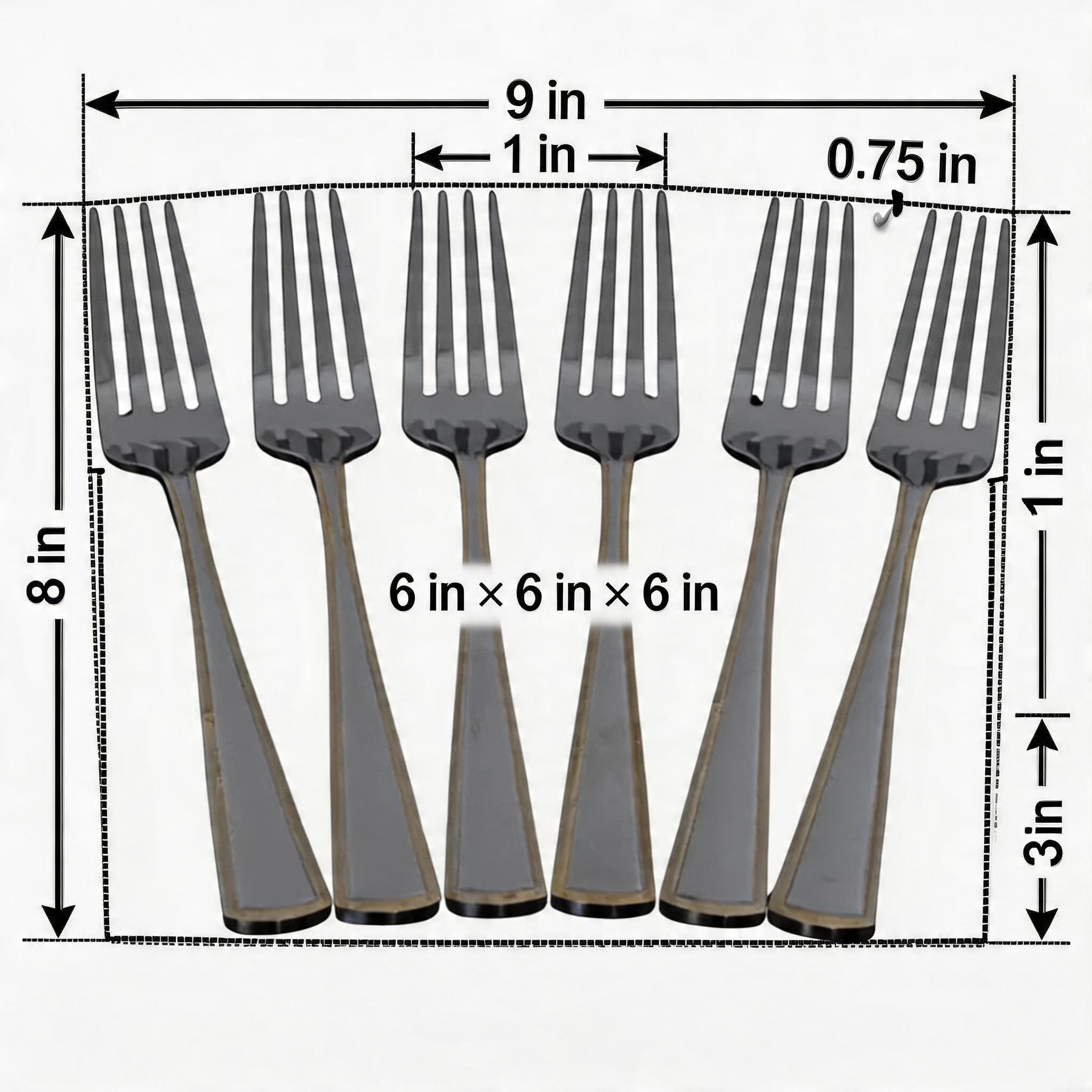 Modern Fork Set with Gold-Edged Handle - Set of 6