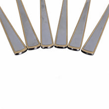 Stainless Steel Flatware Teaspoons with Gold Trim Design - Set of 6