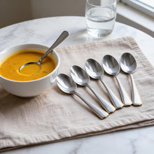 Stainless Steel Flatware Teaspoons with Gold Trim Design - Set of 6