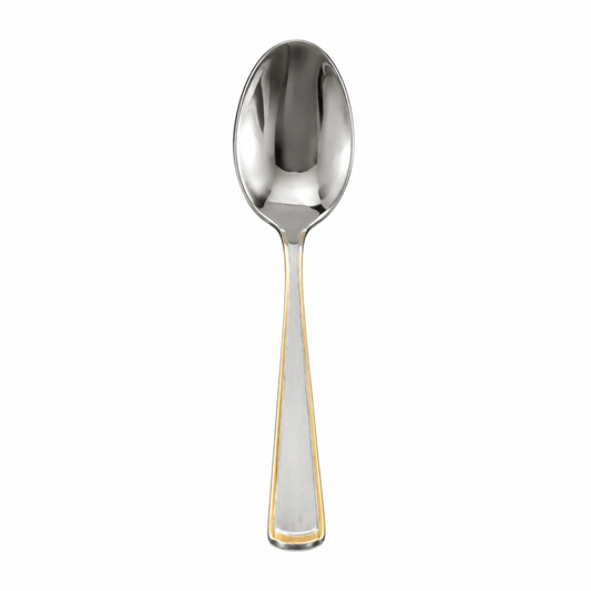 Stainless Steel Teaspoons with Gold Trim – Set of 6 Modern Coffee, Tea & Dessert Spoons, 6-Inch