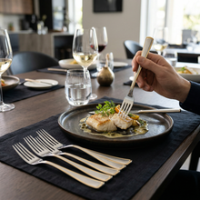 Dining Fork Set with Polished Finish and Gold Line - Set of 6