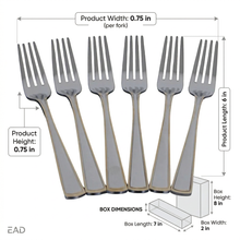 Dining Fork Set with Polished Finish and Gold Line - Set of 6