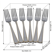 Dining Fork Set with Polished Finish and Gold Line - Set of 6
