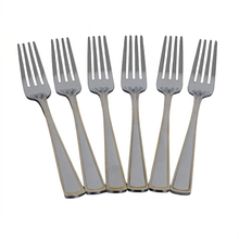 Dining Fork Set with Polished Finish and Gold Line - Set of 6
