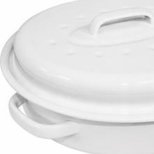 13" Oval Covered Roaster with Metal Grate - Ivory | Oven-Safe Non-Stick Bakeware