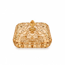 Luxury Light Amber Cut-Pattern Covered Serving Dish with Decorative Lid – 10" Square