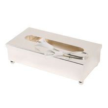 Luxury Stainless Steel Tissue Box Cover-Decarative Holder with Floral Accent (Silver)