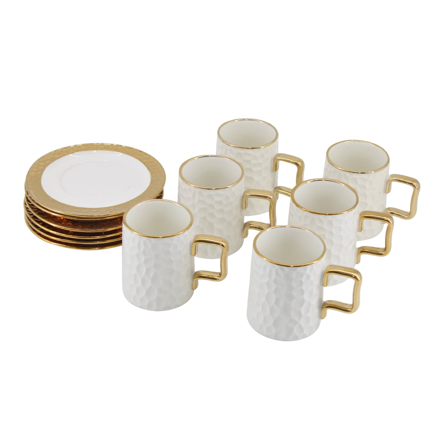 Designer White Porcelain Cups with Matching Saucers