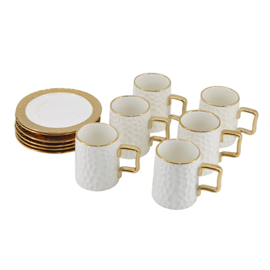 Designer White Porcelain Cups with Matching Saucers