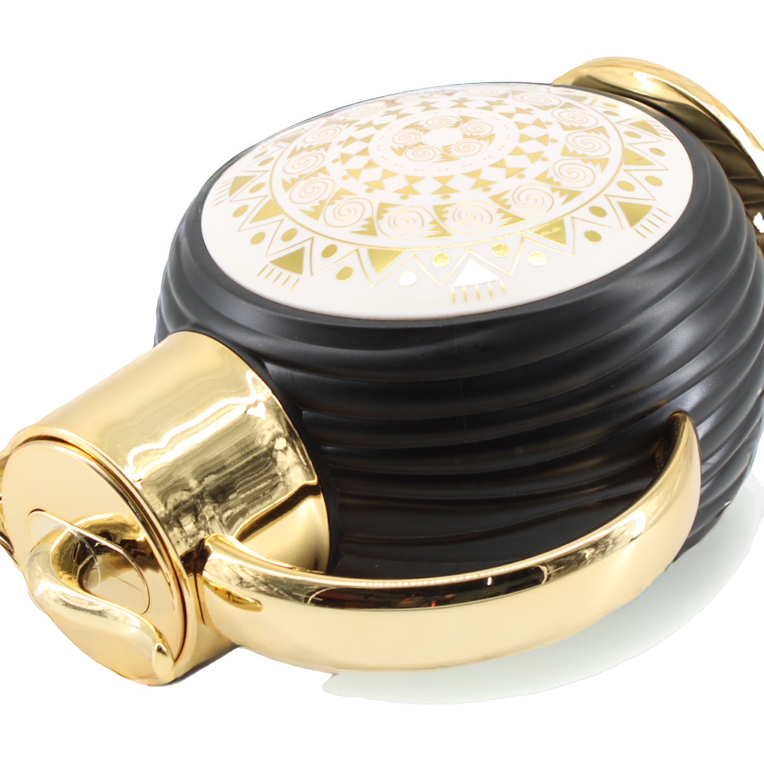 Black Gold Round Mosaic Vacuum Jug Flask 1L