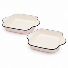 2PC Oven-Safe Ceramic Baking Dishes with Black Edge