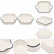 2PC Oven-Safe Ceramic Baking Dishes with Black Edge