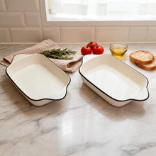 2PC Oven-Safe Ceramic Baking Dishes with Black Edge