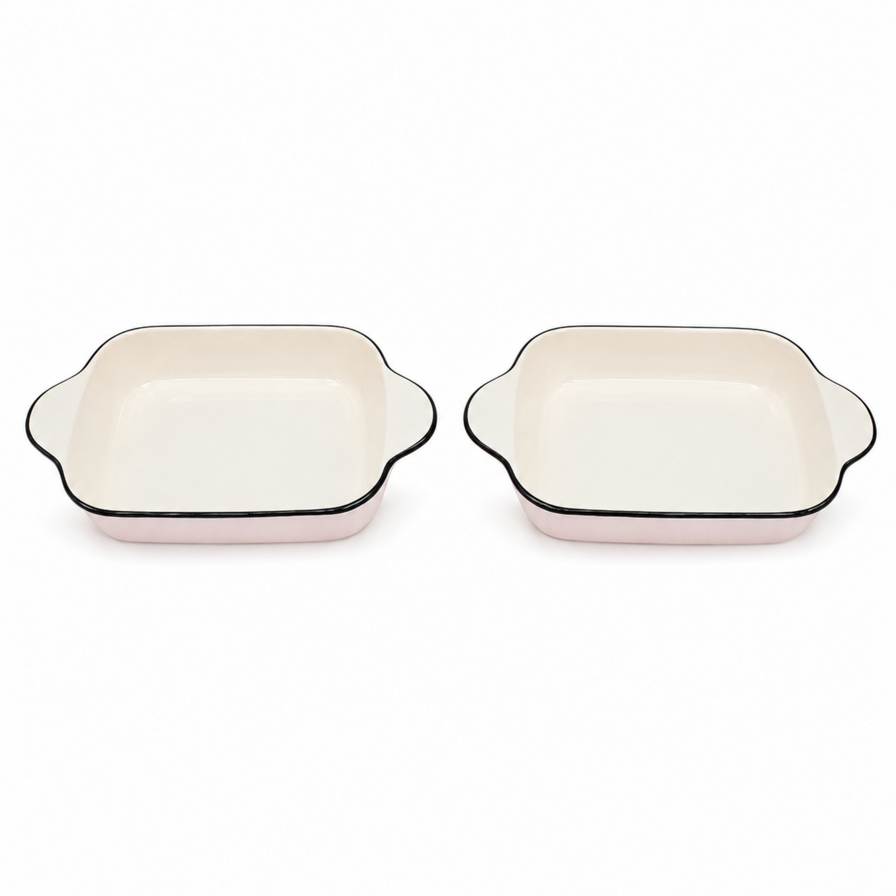 2PC Oven-Safe Ceramic Baking Dishes with Black Edge
