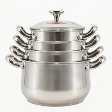 Heavy-Duty Stainless Steel Soup & Stew Pot Set - 4-Piece Kitchen Cookware