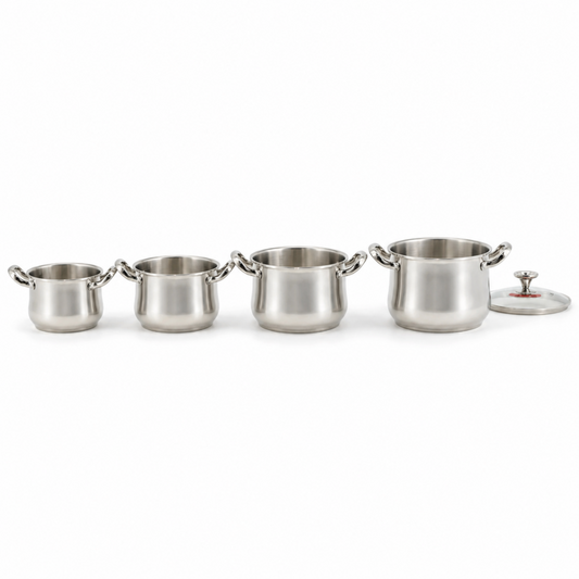 Heavy-Duty Stainless Steel Soup & Stew Pot Set - 4-Piece Kitchen Cookware