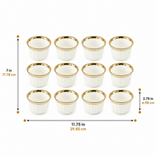 Premium White Espresso Cups with Gold Trim - 12 Piece
