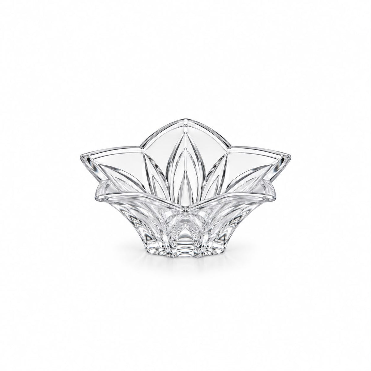 Small Clear Flower-Shaped Decorative Serving Bowl – Elegant Petal Design, 6" x 6" x 2.25"