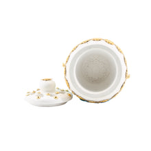 Small White-Gold Traditional Clay Incense Burner - Red Flower