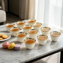 Premium White Espresso Cups with Gold Trim - 12 Piece