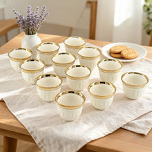 Premium White Espresso Cups with Gold Trim - 12 Piece