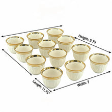 Premium White Espresso Cups with Gold Trim - 12 Piece