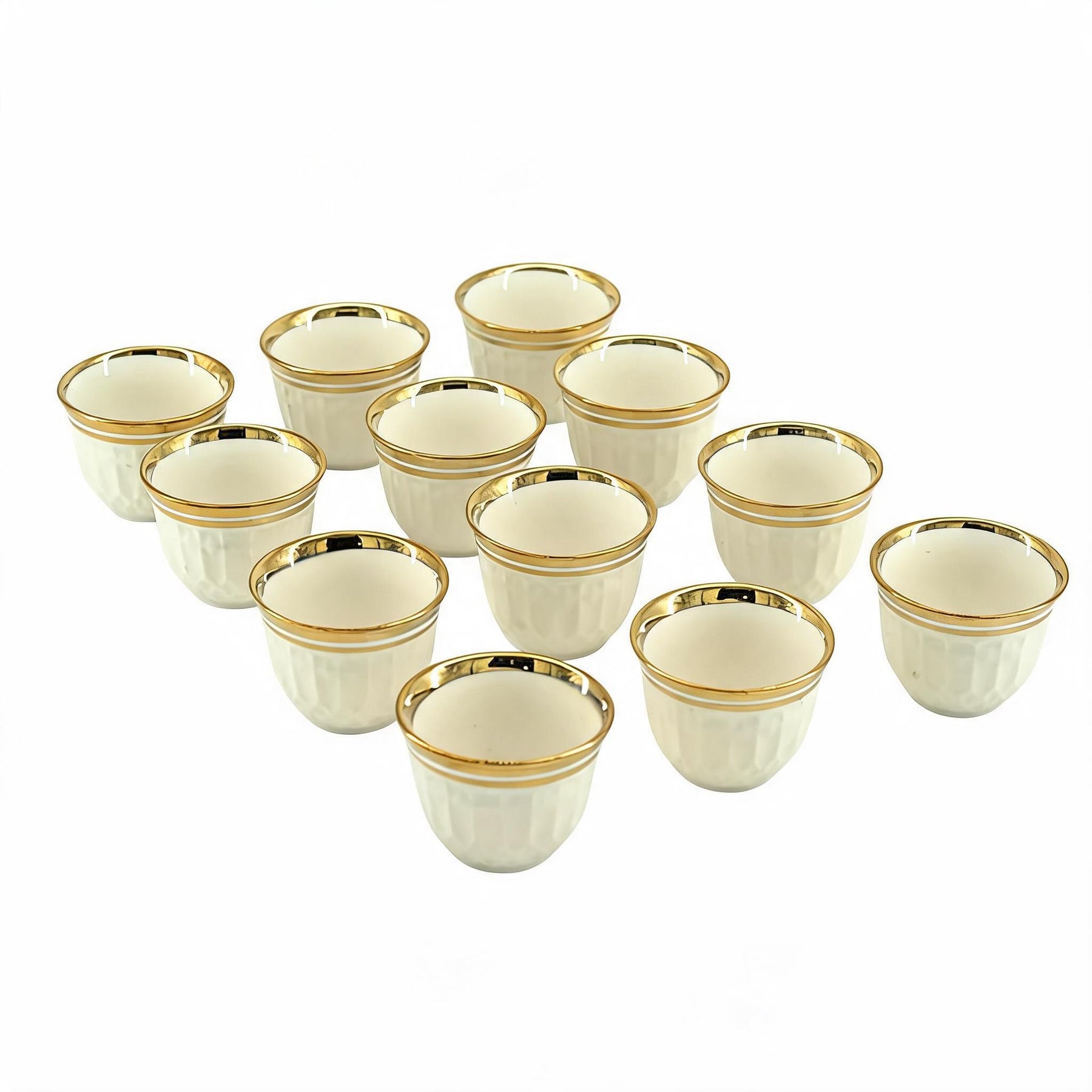 Premium White Espresso Cups with Gold Trim - 12 Piece
