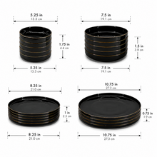 Elegant Black & Gold Dinnerware Set - 24 Piece