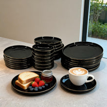 Elegant Black & Gold Dinnerware Set - 24 Piece
