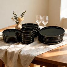 Elegant Black & Gold Dinnerware Set - 24 Piece