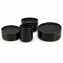 Elegant Black & Gold Dinnerware Set - 24 Piece