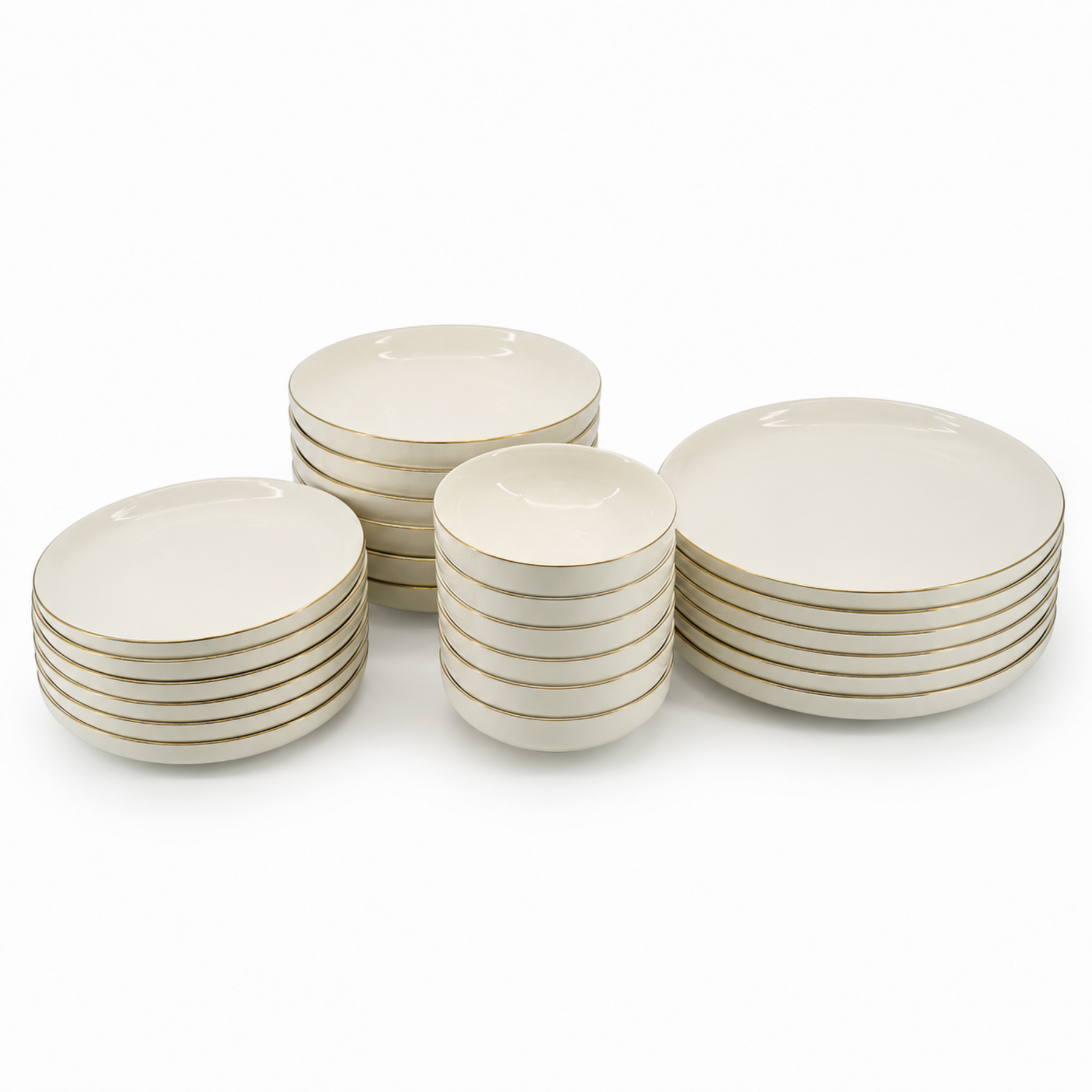 White and Gold Everyday Dinnerware Collection - 24 Piece