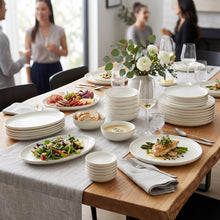 Modern White & Gold Dinnerware Set - 24 Piece Collection with Plates & Bowls