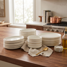 White and Gold Everyday Dinnerware Collection - 24 Piece