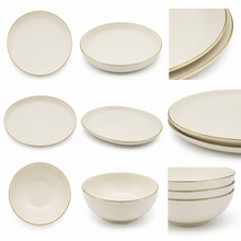 White and Gold Everyday Dinnerware Collection - 24 Piece