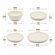 Modern White & Gold Dinnerware Set - 24 Piece Collection with Plates & Bowls