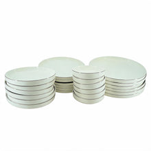Modern White Dinnerware Collection with Silver Trim - 24 Piece